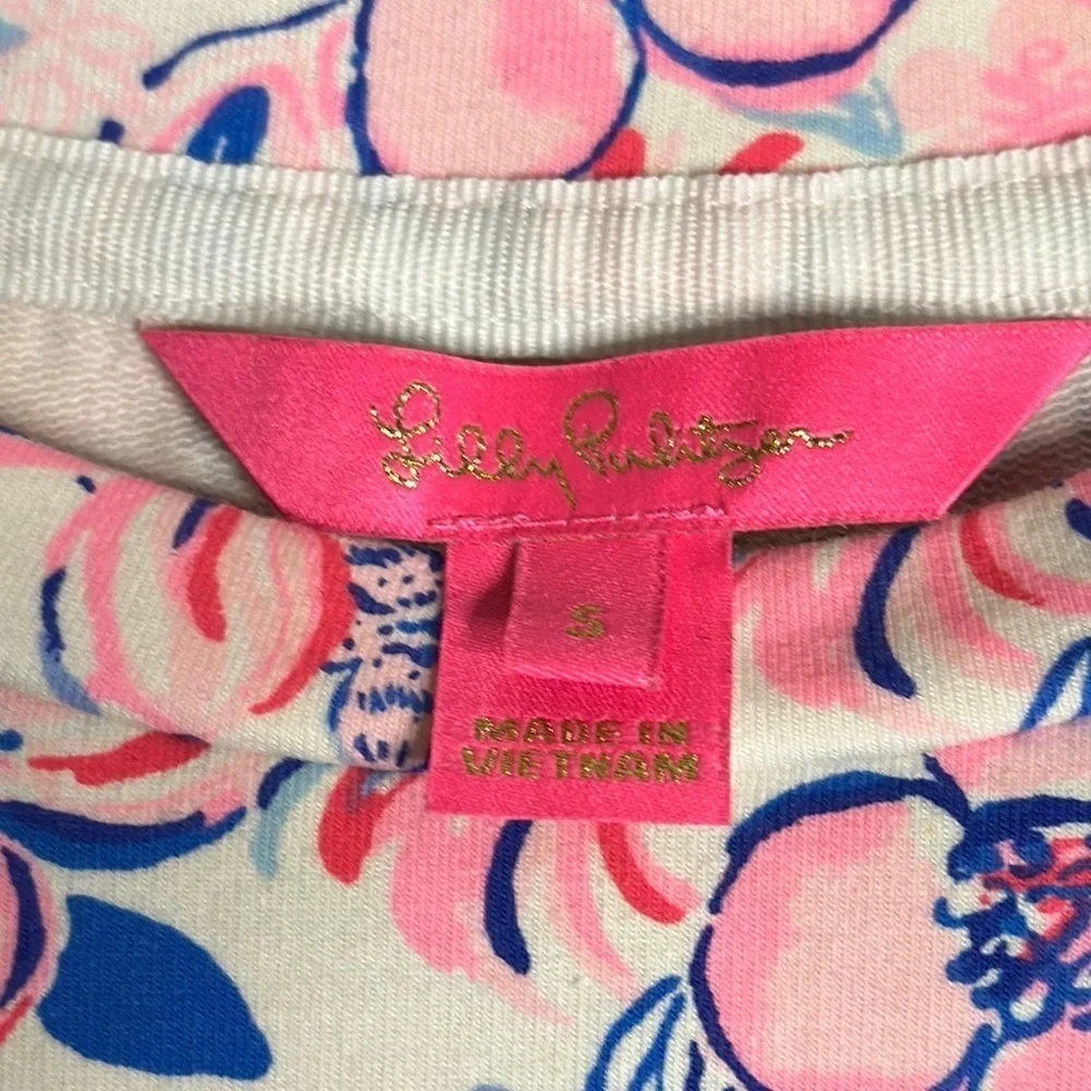 Lilly Pulitzer Corden Party Like. Lobster Pink Floral Sweatshirt Size S - EUC